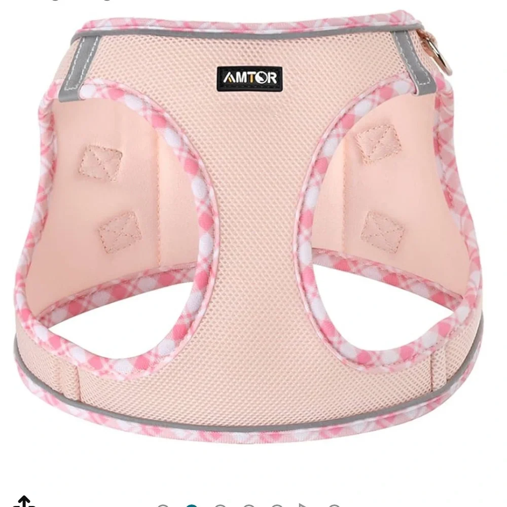Pet hardness with leash pink size XS reflective